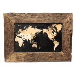 Tableau mappemonde en bois de teck - EARTH