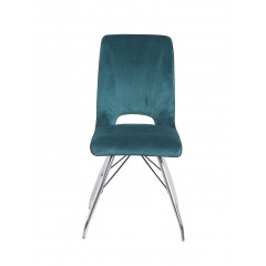 Chaise en velours et pieds acier - design vintage - tissu bleu - VELVET