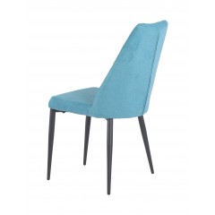 Chaise en tissu bleu capitonné & pieds métal noir4 - TOMEN