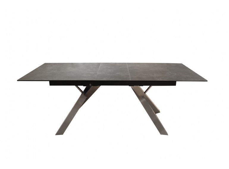 Table de repas extensible 180/220 cm céramique piétement acier- PLATINIUM