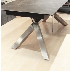 Table de repas extensible 180/220 cm céramique piétement acier- PLATINIUM
