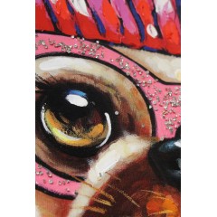 Peinture sur toile 70 cm cadre décoratif mural chien carlin multicolore - BOULY