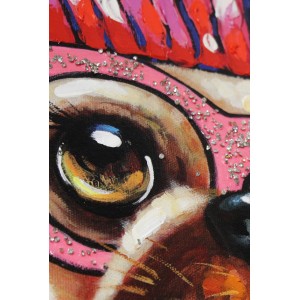 Peinture sur toile 70 cm cadre décoratif mural chien carlin multicolore - BOULY