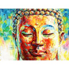 Peinture sur toile 120 cm cadre décoratif mural multicolore bouddha - BUDDHA