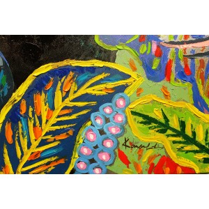 Peinture sur toile tableau panthère multicolore - RAJA