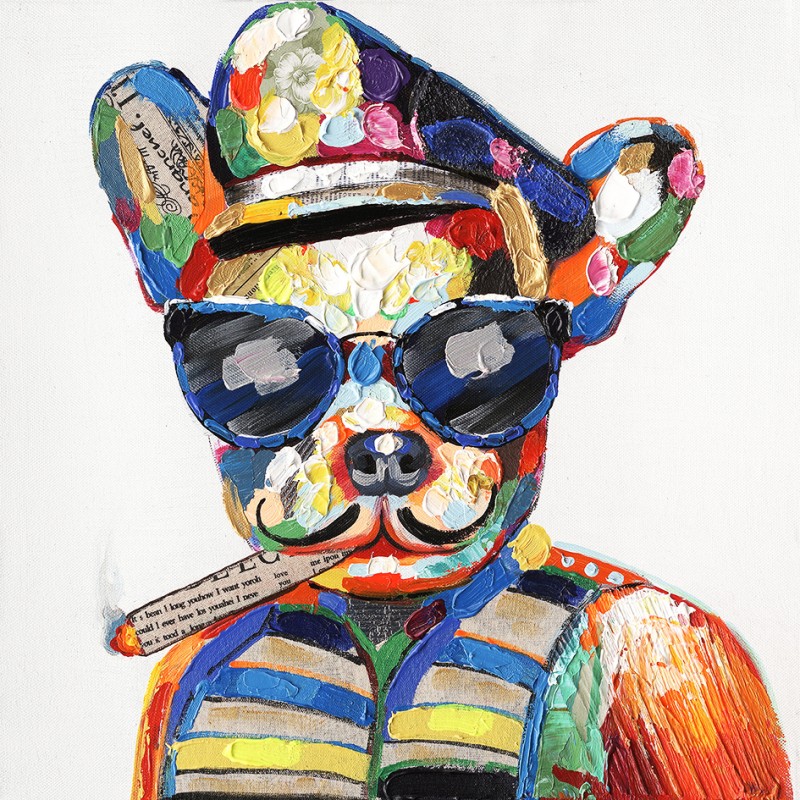 Peinture sur toile cadre décoratif mural chien multicolore - GANSTY