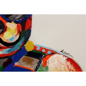 Peinture sur toile cadre décoratif mural chien multicolore - GANGSTY