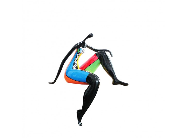 Sculpture femme assise multicolore en résine - DONNA