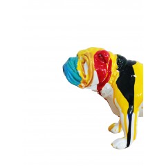 Sculpture chien bulldog multicolore en résine - CESAR