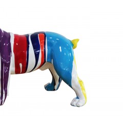 Sculpture chien bouledogue multicolore en résine - MATEO