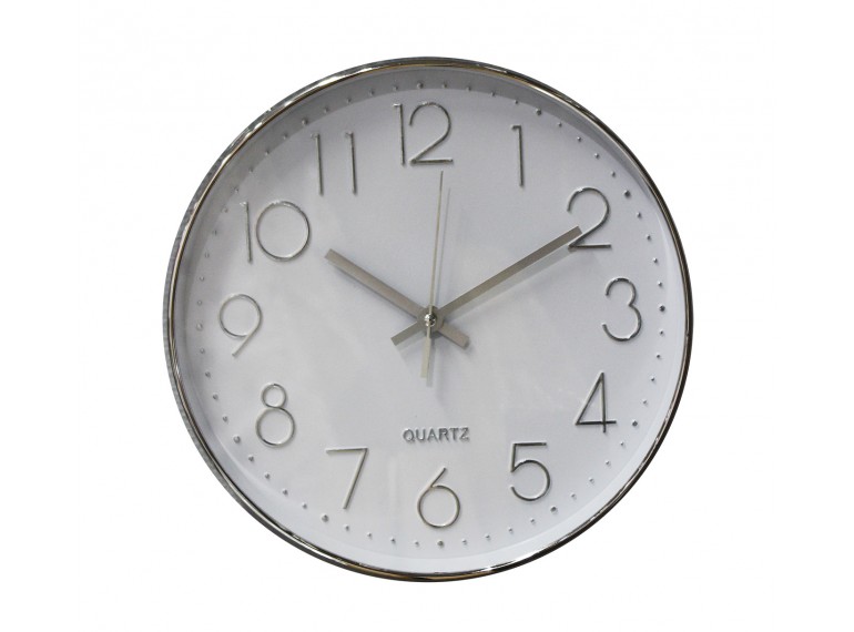Horloge quartz ronde cadran blanc & argent - SILVER