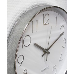 Horloge quartz ronde cadran blanc & argent - SILVER