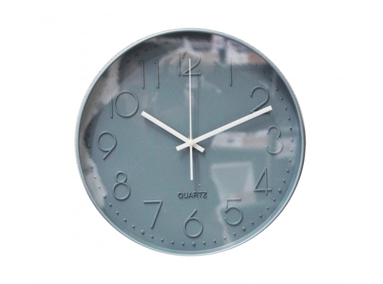 Horloge quartz ronde 30 cm bleu vers de gris avec cadran à aiguilles - décoration moderne - BLUE CLOCK