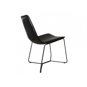 Chaise simili noir et piétement métal noir - BARI