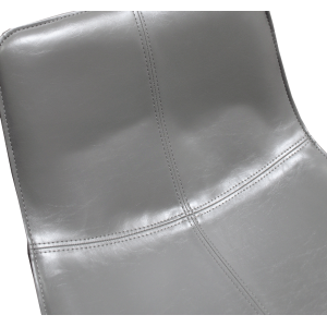Chaise haute de bar simili gris et piètement métal noir - BARI