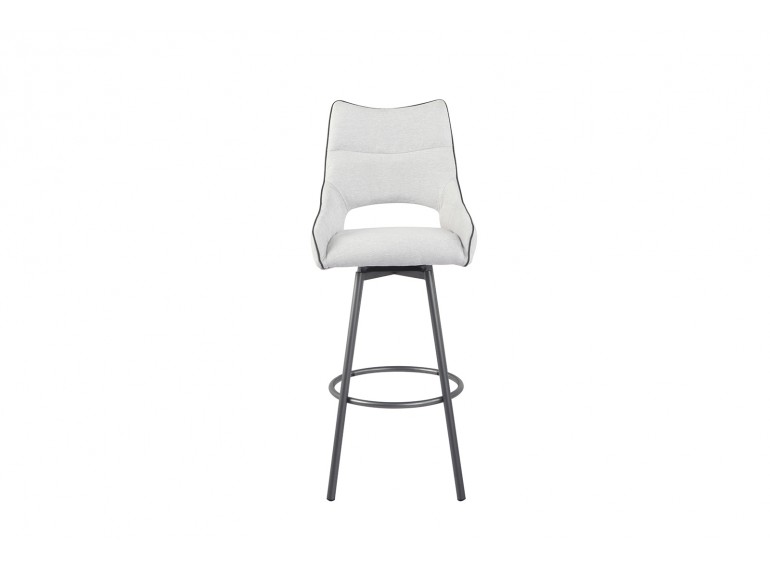 Chaise haute de bar blanc pivotante tissu & pieds métal - KEN