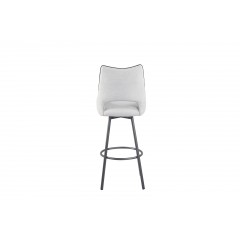 Chaise haute de bar blanc pivotante tissu & pieds métal - KEN