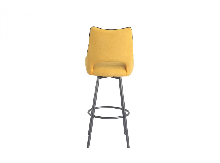 Chaise haute de bar jaune pivotante tissu & pieds métal - KEN