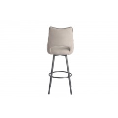 Chaise haute de bar taupe pivotante tissu & pieds métal - KEN