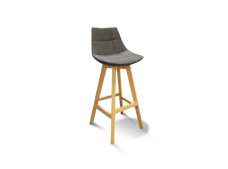 Chaise haute de bar scandinave avec piètement bois - coloris gris anthracite - vue de 3/4 - DEB
