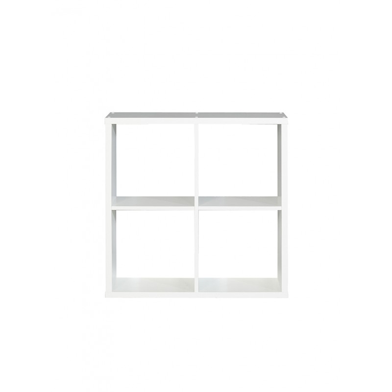 Étagère cube 4 casiers décor blanc - Collection MAURO