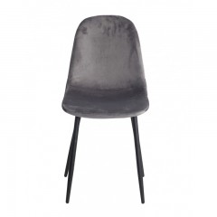 Chaise en tissu velours gris anthracite & métal - NINA