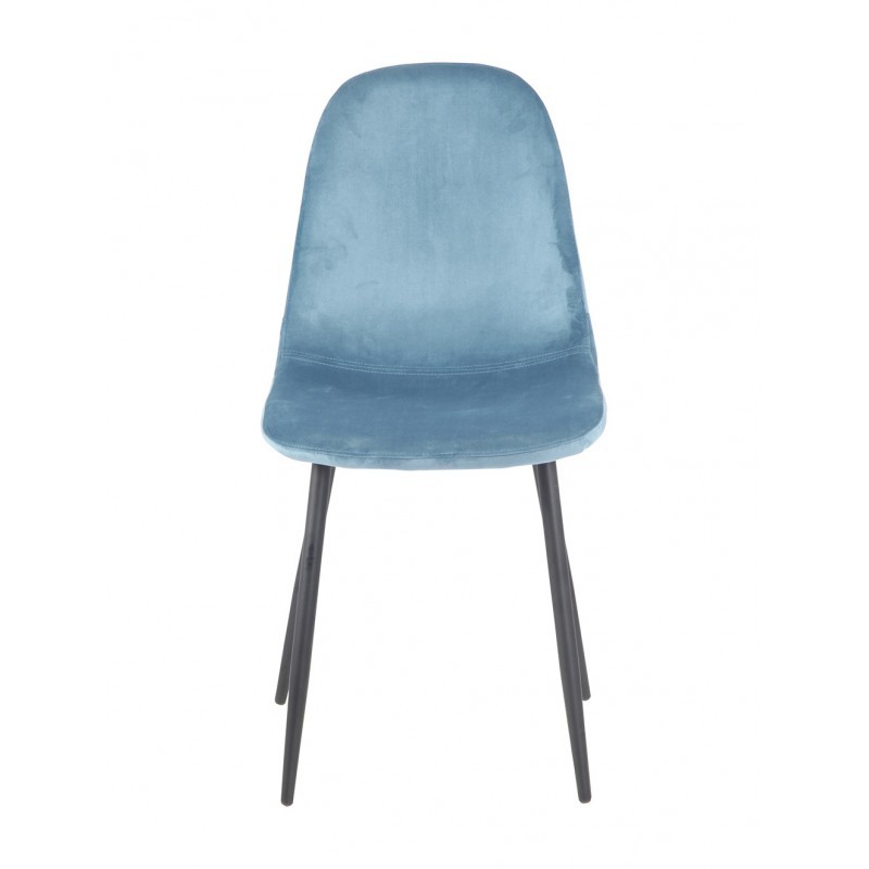 Chaise en tissu velours bleu & métal - NINA
