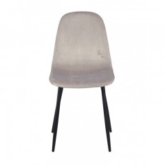 Chaise en tissu velours gris clair & métal - NINA
