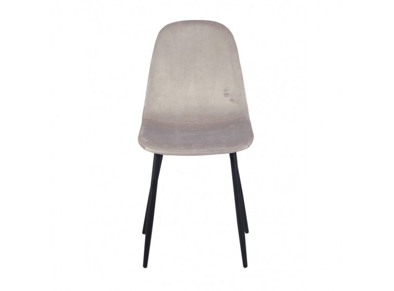 Chaise en tissu velours gris clair & métal - NINA