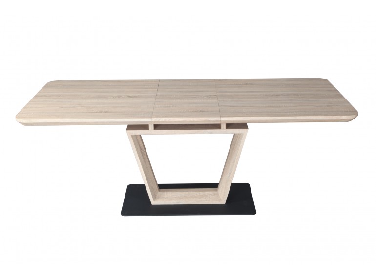 Table repas extensible 160-200cm plateau bois avec rangement