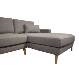 Canapé d'angle droit en tissu gris et pieds bois - MALMO
