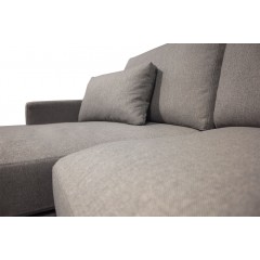 Canapé d'angle gauche en tissu gris et pieds bois - MALMO
