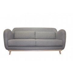 Canapé au design contemporain en tissu gris et pieds bois - BRIAN