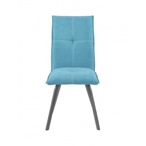 Chaise design en tissu & métal bleue - JADE