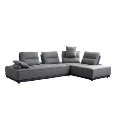 Canapé d'angle modulable droite ou gauche tissu gris et bleu confortable - LOUVRE
