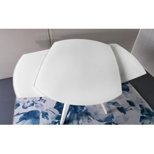Table en verre blanc rallonges rotatives 120/180 cm - vue en ambiance - BRERA