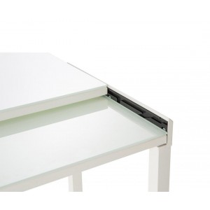 Table extensible compact plateau verre blanc 110/165 cm - TESS