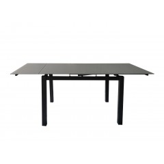 Table extensible compact plateau verre gris 110/160 cm - vue de face -  EXIT 2