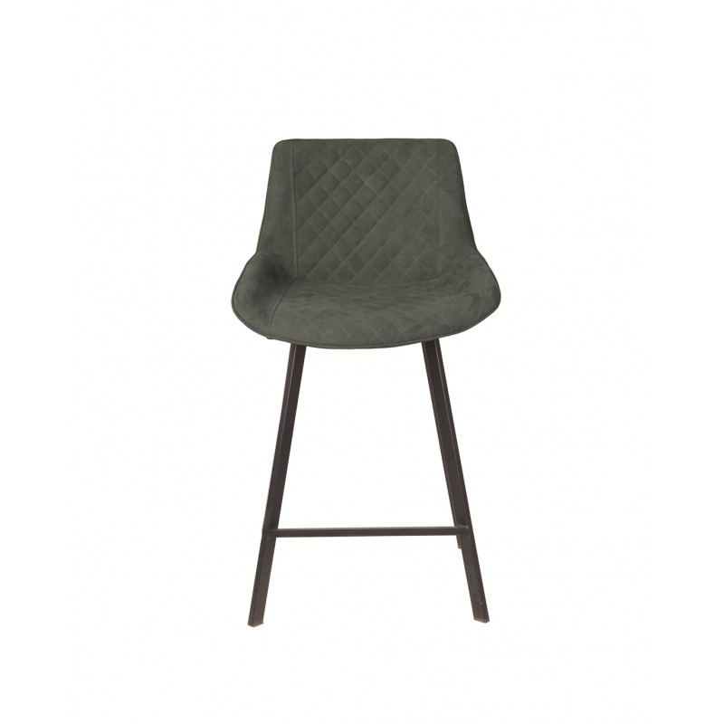Chaise haute en tissu avec piètement métal noir - coloris gris anthracite - vue de face - XENA