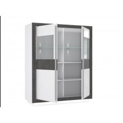 Armoirette 2 portes béton gris foncé & blanc - vue intérieur - MONACO