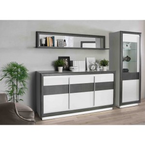 Étagère miroir murale béton gris & blanc - salon moderne - Vue en ambiance - MONACO
