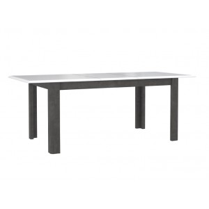 Table de repas avec allonge béton gris foncé & blanc - vue de 3/4 - MONACO
