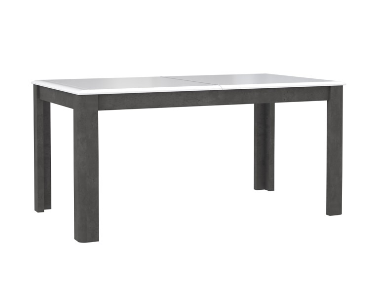 Table de repas extensible béton gris foncé & blanc - vue de 3/4 - MONACO