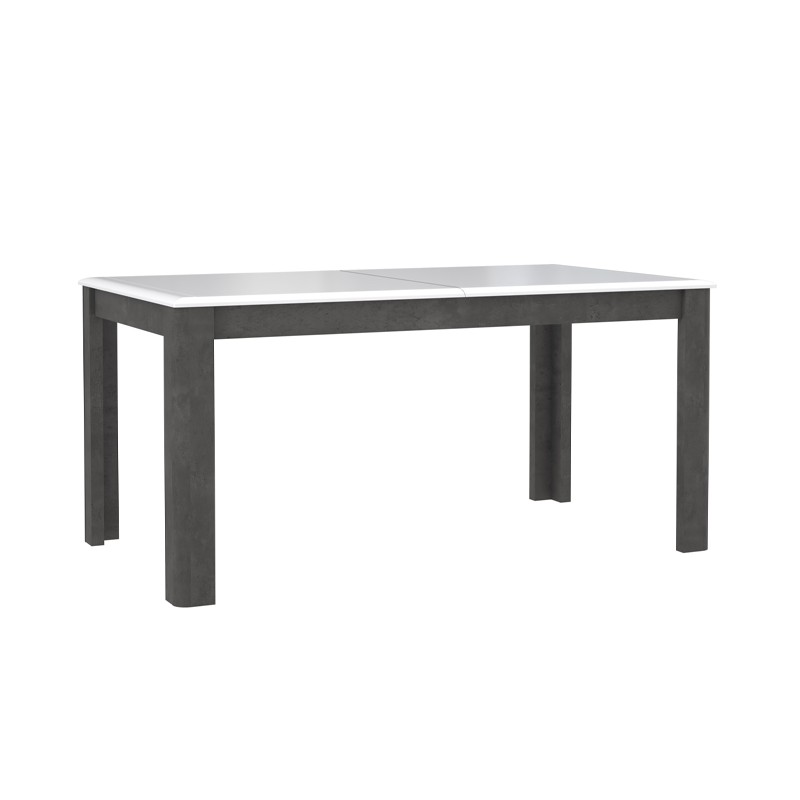 Table de repas extensible béton gris foncé & blanc - vue de 3/4 - MONACO
