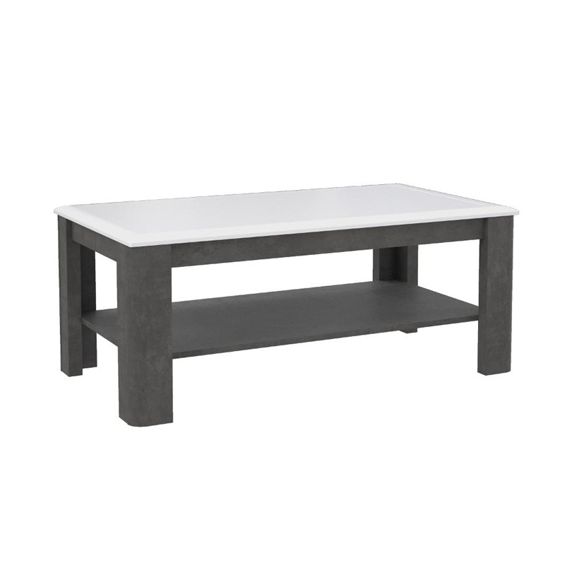 Table basse béton gris foncé & blanc - vue de 3/4 - MONACO