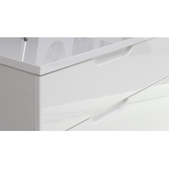 Bahut buffet blanc laqué 2 portes, 4 tiroirs - design moderne contemporain - PURE