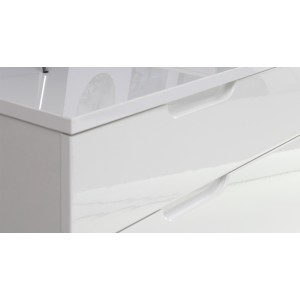 Bahut buffet blanc laqué 2 portes, 4 tiroirs - design moderne contemporain - PURE
