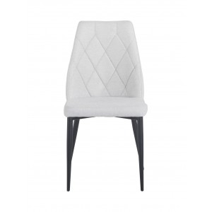 Chaise en tissu capitonné & pieds métal noir gris clair1 - TOMEN