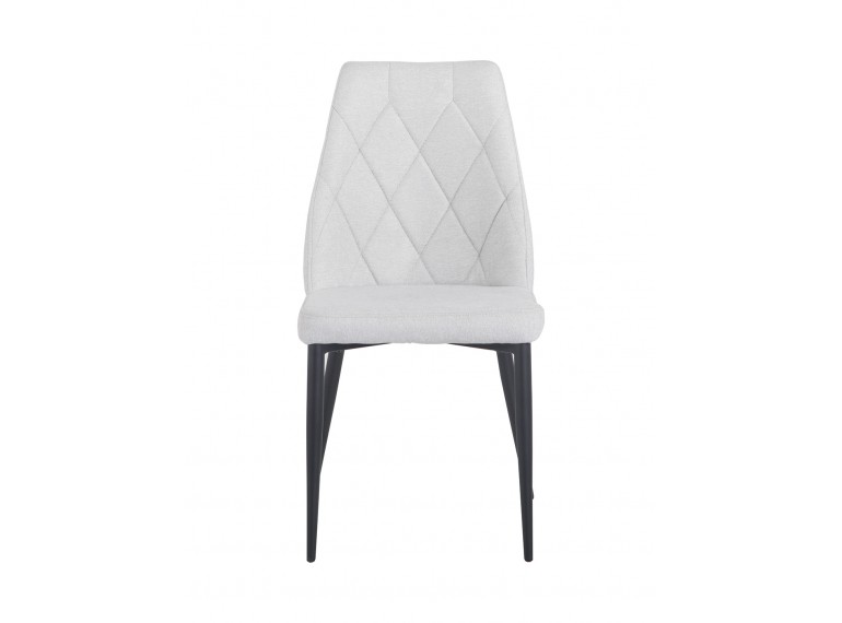Chaise en tissu capitonné & pieds métal noir gris clair1 - TOMEN