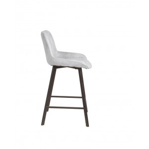 Chaise haute en tissu avec piètement métal noir - coloris gris clair - vue de côté - XENA